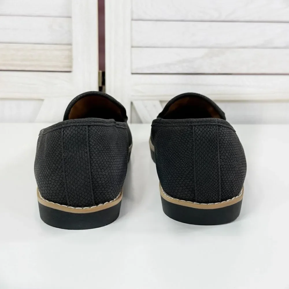 Cliffs Dallis Faux‎ Suede Loafer Shoe Snake Embossed Slip On Black 8.5